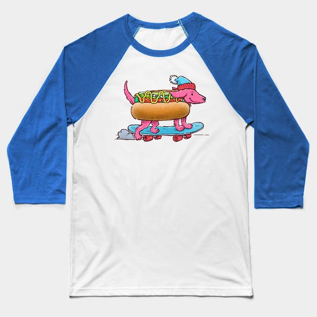Chicago Weiner Dog Skater Baseball T-Shirt by nickv47